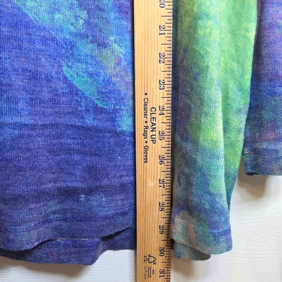 Soft Surroundings Colorful Sweater Top V-Neck Medium Blue Green Abstract - Picture 12 of 12